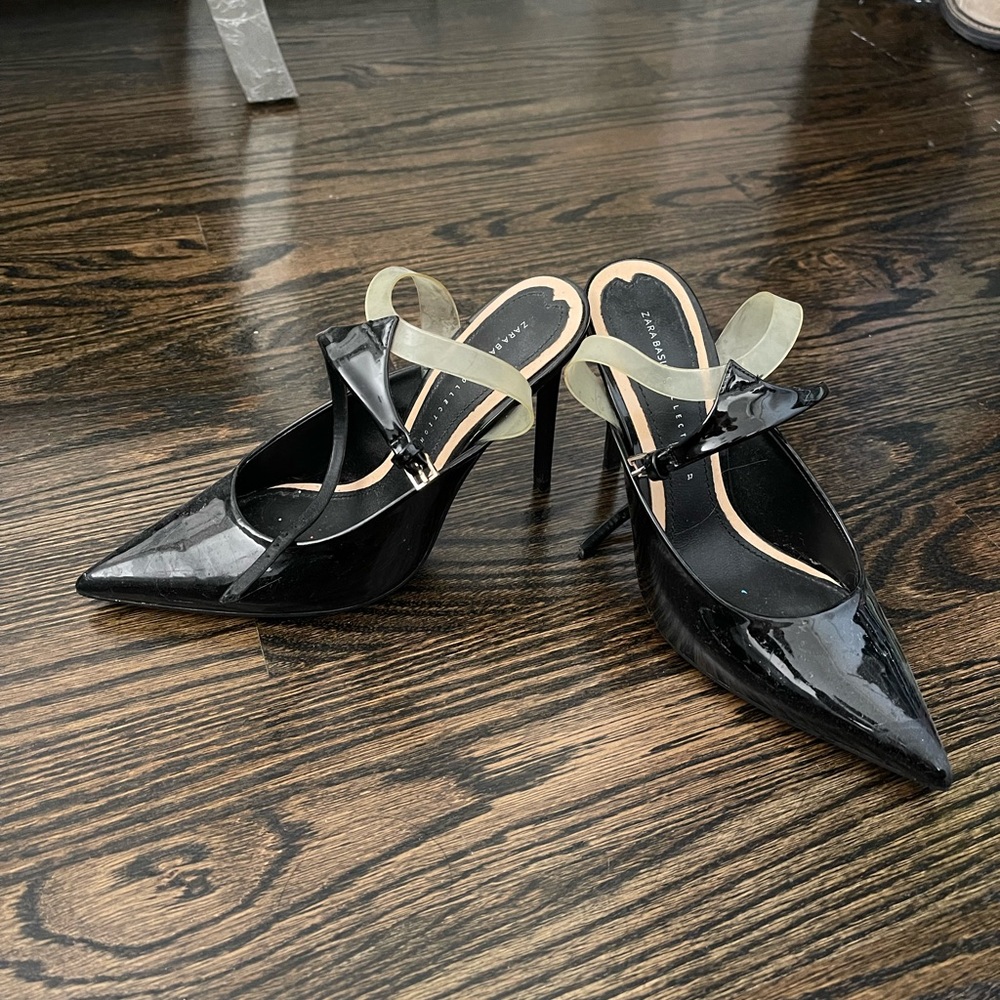 Black Zara sling back pumps size 7